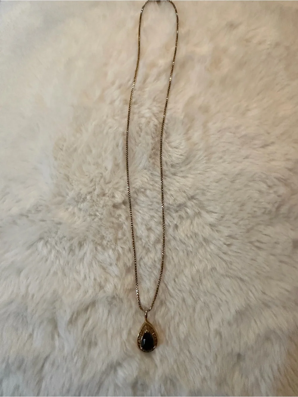 Avon Gold-Tone Necklace with Black Teardrop Pendant